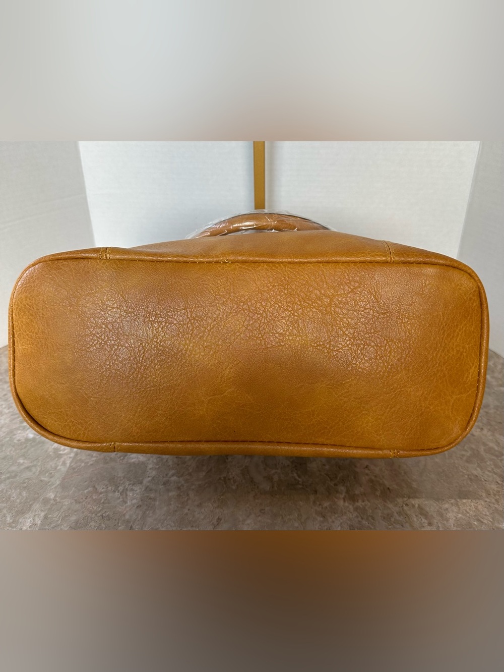 Edgy Distressed Mustard Satchel Crossbody Handbag Classic Chis Fall Hobo Purse - Picture 6 of 10